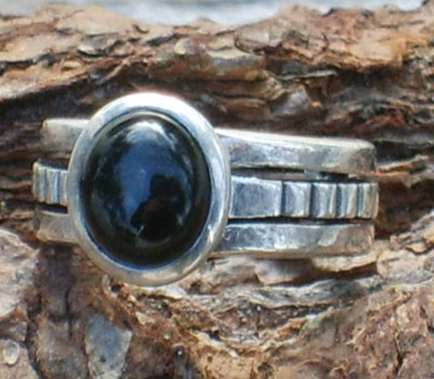 Ring Onyx & Silver - sz 5 1/2